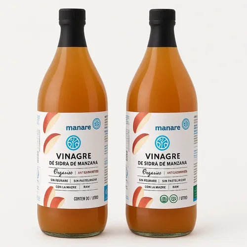Manare- Vinagres De Manzana Orgánico 1 Lts -pack 2 Unidades