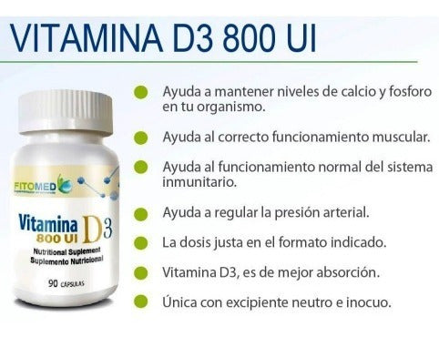 Fitomed-Vitamina D3 800UI 90 Cápsulas
