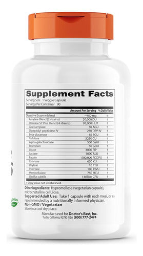 Doctor`s Best - Enzimas Digestivas 90 Capsulas
