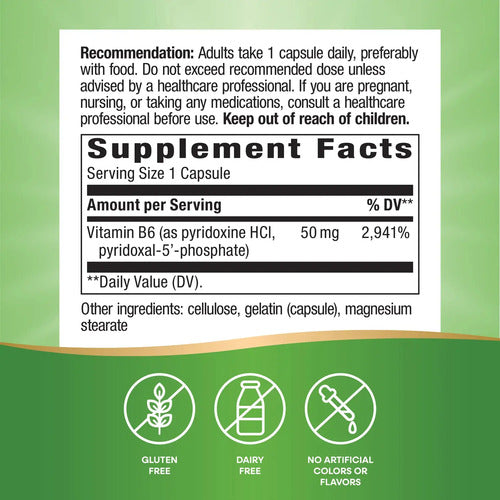 Natures Way - Vitamina B6 50mg 100 Capsulas N/a