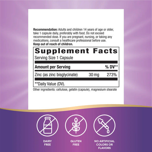 Natures Way - Zinc Chelate 30mg 100 Capsulas N/a