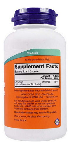 Now - Picolinato De Cromo, 200 Mcg 100 Caps