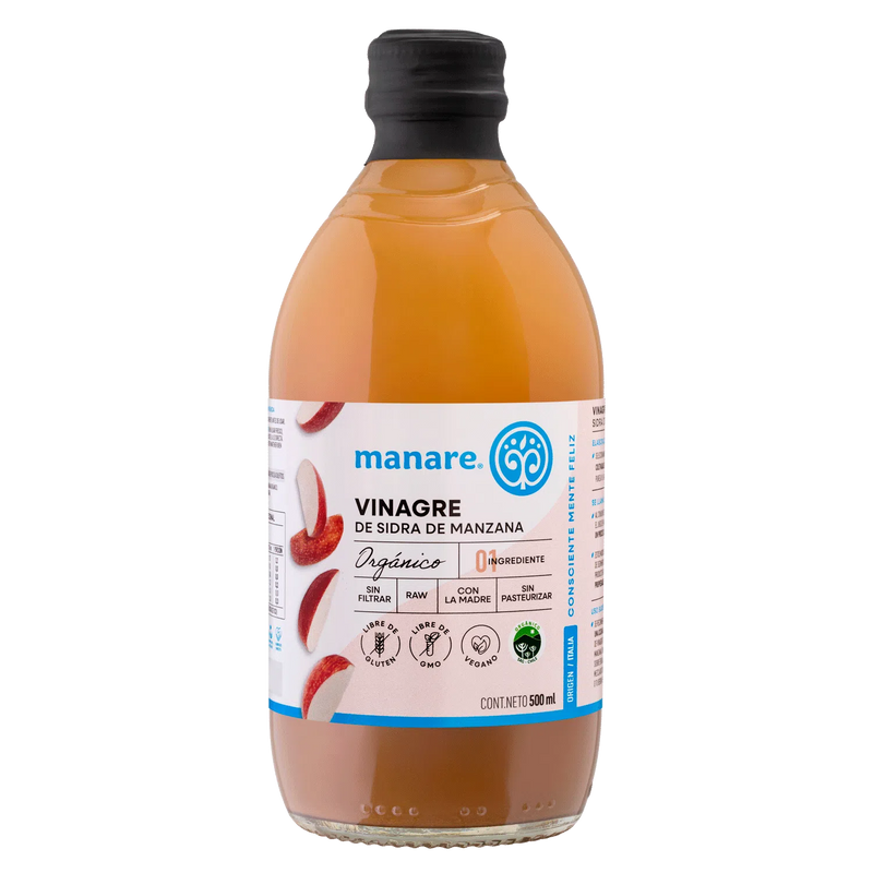 Manare- Vinagre De Manzana Organico 500 Ml