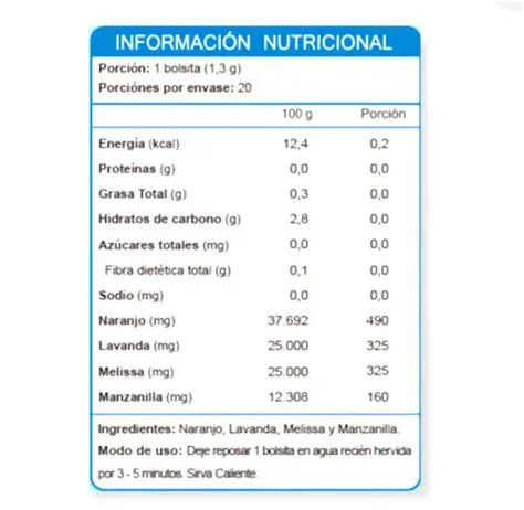 FNL- Té Tranquilizante Natural Herbal Tea 20 Bolsitas 
